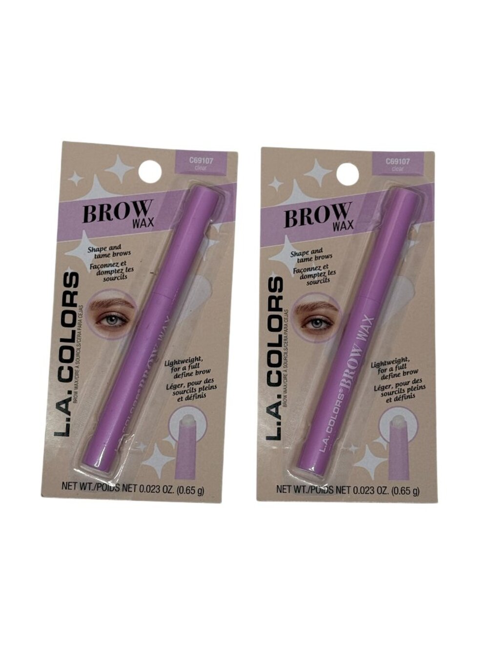LA Colors Brow Wax Clear 2 Pack Eyebrow Styling Wax Shape Hold New